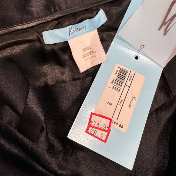 NWT Marciano 100% Silk Black Wide-Leg Pants | Size 2 | Luxe Workwear - Picture 6 of 8